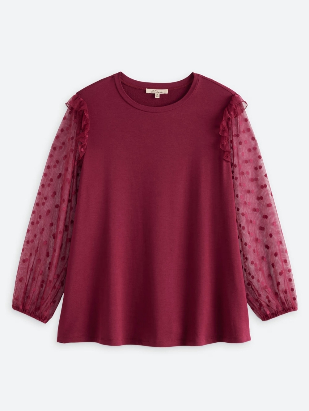 Les Serein Ruffle Detail Knit Top 1X Burgundy